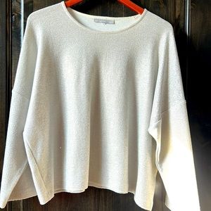 Bryn walker Italian fabric boxy top in silver size XS